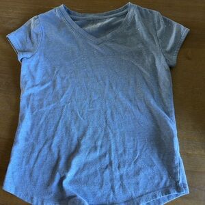 Cat & Jack Heathered Light Blue V-Neck Tee